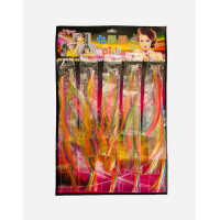 Штучні різнокольорові косичкі на пружині  неон цвет 30см микс 1/12