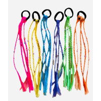 Штучні різнокольорові косичкі на резінці   неон цвет 30см микс 1/12