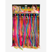 Штучні різнокольорові косичкі із зажімом  неон цвет 30см микс 1/12