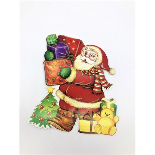 Новорічний подвійний плакат "Santa Claus" з подарунками ST17, 28×24 см) – святковий декор для дому та офісу