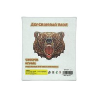 3D пазл дерев'яний «Ведмідь» А5 (60×80 мм), об'ємна головоломка для складання