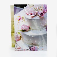 Весільний подарунковий пакет «Wedding» 45×32×10 см, крафт, ламінація, з малюнком, для грошей, подарунків, привітань