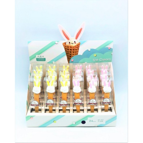 Гелева ручка Ice Cream Зайчик 0.5 мм колір чорнила синій, мила канцелярія для дівчаток, дитяча ручка з іграшкою