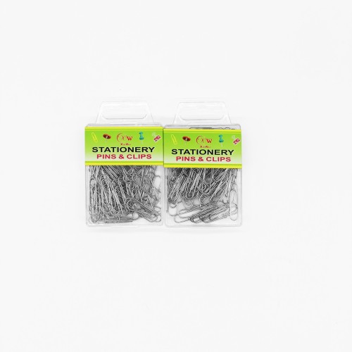 Скріпки канцелярські металеві Pins & Clips, 28 мм, 70 шт, офісні скріпки для паперів, сталеві, кольорові