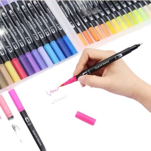 Набір лінерів 12цв FINELINER 0.4 мм + пензель 12 гв для скетчингу креслення дудлінга-1
