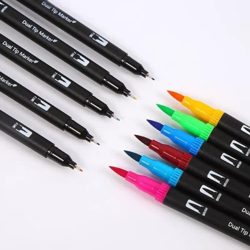 Набір лінерів 12цв FINELINER 0.4 мм + пензель 12 гв для скетчингу креслення дудлінга-2