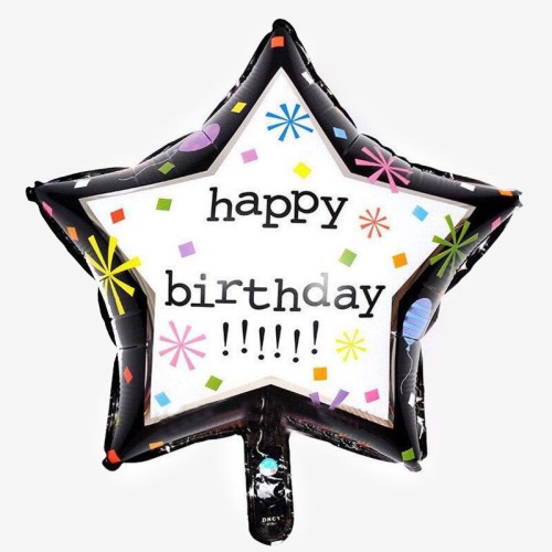 Фольгована куля "Star Happy Birthday" чорна, 47×50 см, куля-зірка