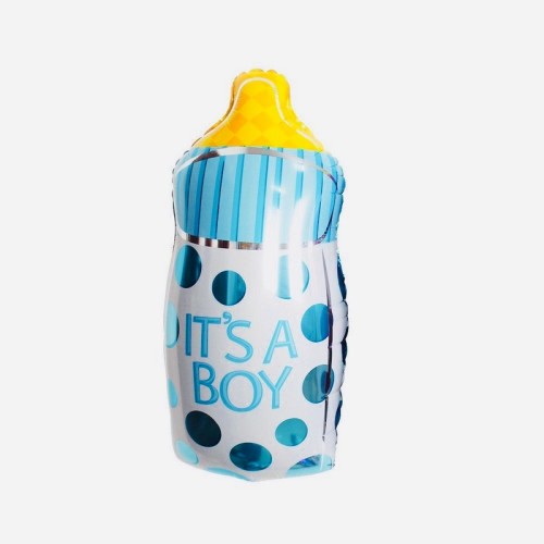 Фольгована куля "Бутилка" синій 81×42 см для виписки хлопчика та baby shower