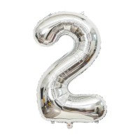 Фольгована куля '2' срібна 1 метр | Цифра двійка на день народження | Срібна двійка | Прикраса свята | Куля-цифра з фольги