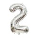 Фольгована куля '2' срібна 1 метр | Цифра двійка на день народження | Срібна двійка | Прикраса свята | Куля-цифра з фольги