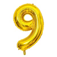 «Фольгована куля '9' золота 1 метр | Цифра на день народження | Прикраса свята | Куля-дев'ятка з фольги | Gold number 9 balloon»