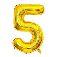 Фольгована куля '5' золота 1 метр | Цифра на день народження | Прикраса свята | Куля-п'ятірка з фольги | Gold number 5 balloon