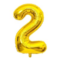 «Фольгована куля '2' золота 1 метр | Цифра на день народження | Прикраса свята | Куля-двійка з фольги