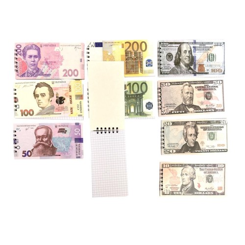 Блокнот на спіралі "СУВІНІР-ВАЛЮТА", 80 л, А5, клітинка 5 мм, обл. картон.-1