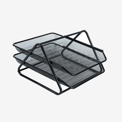 Лоток для документів металевий горизонтальний 2-окремий чорний 2001С