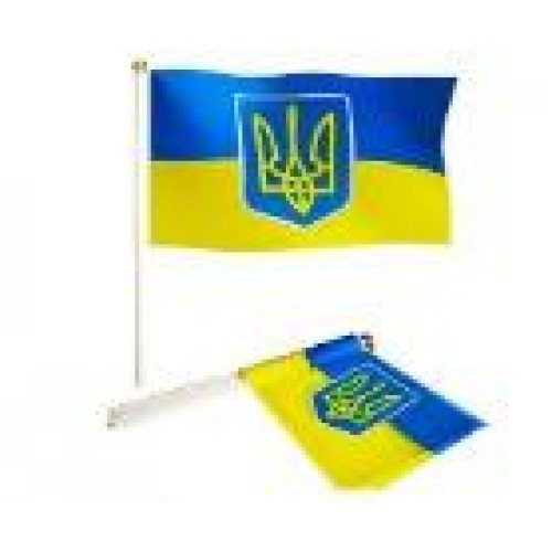 Прапор України з гербом 14*20см на палочці
